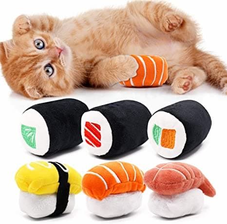 ciyvolyeen 6 pack sushi cat toys