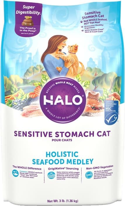 halo holistic seafood medley sensitive stomach dry cat food