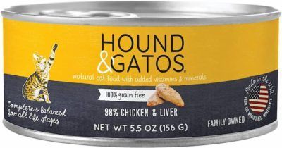 hound and gatos 98% chicken and liver grain-free canned cat food