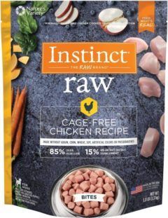 instinct frozen raw bites grain-free cage free chicken recipe dog food