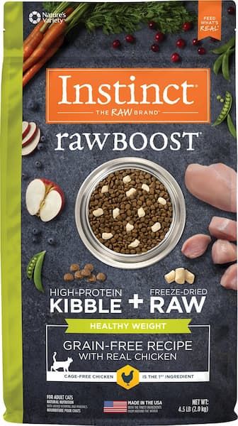 instinct raw boost healthy weight grain free recipe natural dry cat food