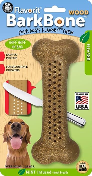 pet qwerks mint wood flavorit barkbone dog chew