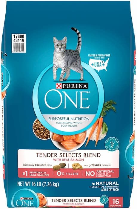 purina one tender selects blend adult dry cat food