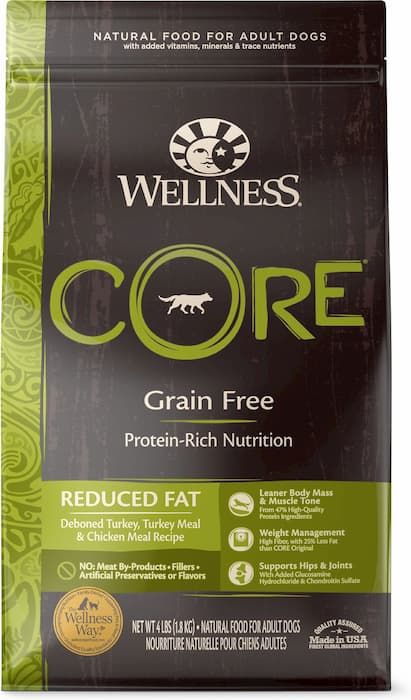 wellness core grain-free reduced fat turkey and chicken recipe dry dog food