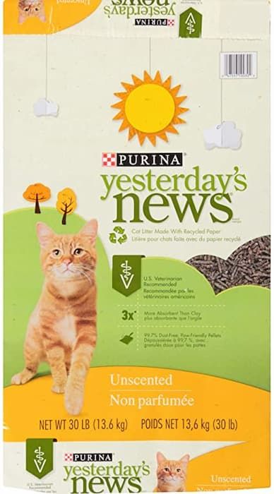 yesterdays news original unscented non-clumping paper cat litter